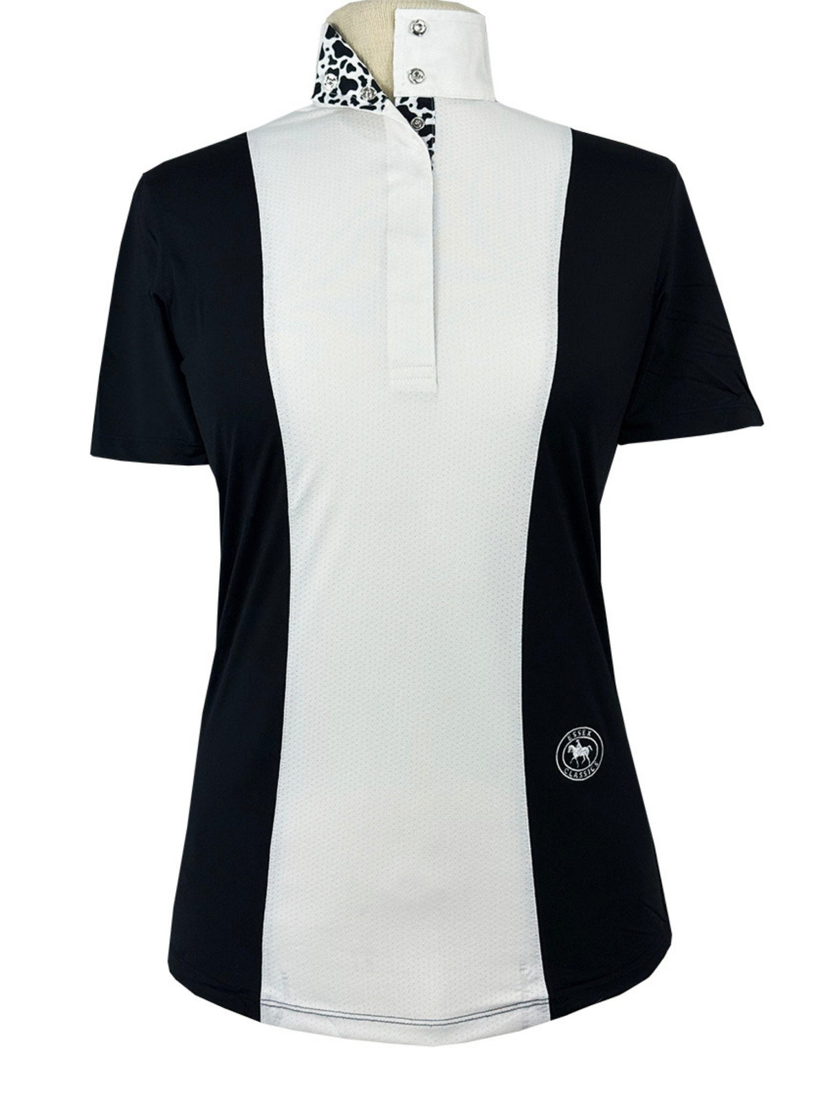 Girls "Luna II" Black with Cows Short Sleeve Performance Show Shirt