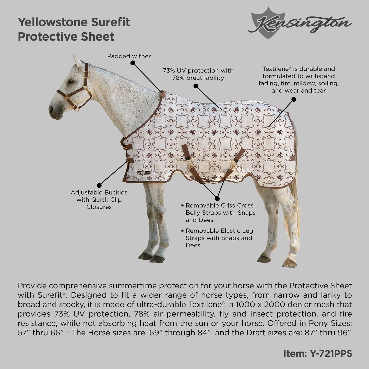 Yellowstone Equine Protective Fly Sheet - 73% UV Blocking + Pest Protection