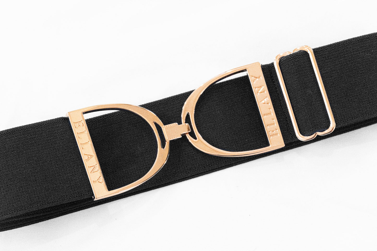 Black - 2" Rose Gold Stirrup Elastic Belt