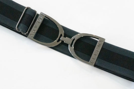 Charcoal Stripes - 1.5" Gunmetal Stirrup Elastic Belt
