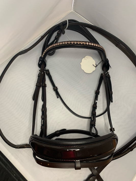 Brown Patent Snaffle Bridle
